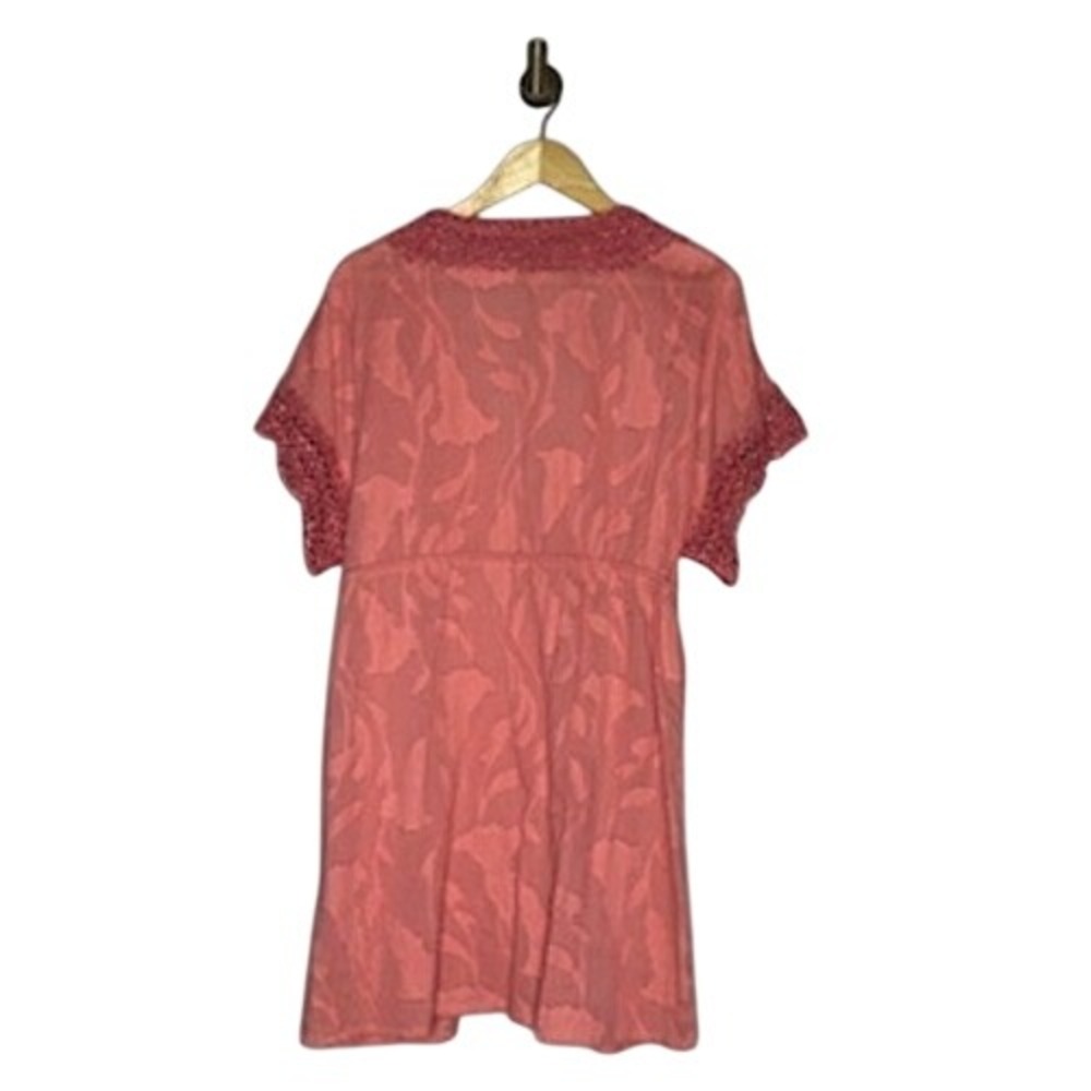 Despi‎ Coral Pink Crochet Lace Swim Cover Up Dress Womens Large - Picture 7 of 9